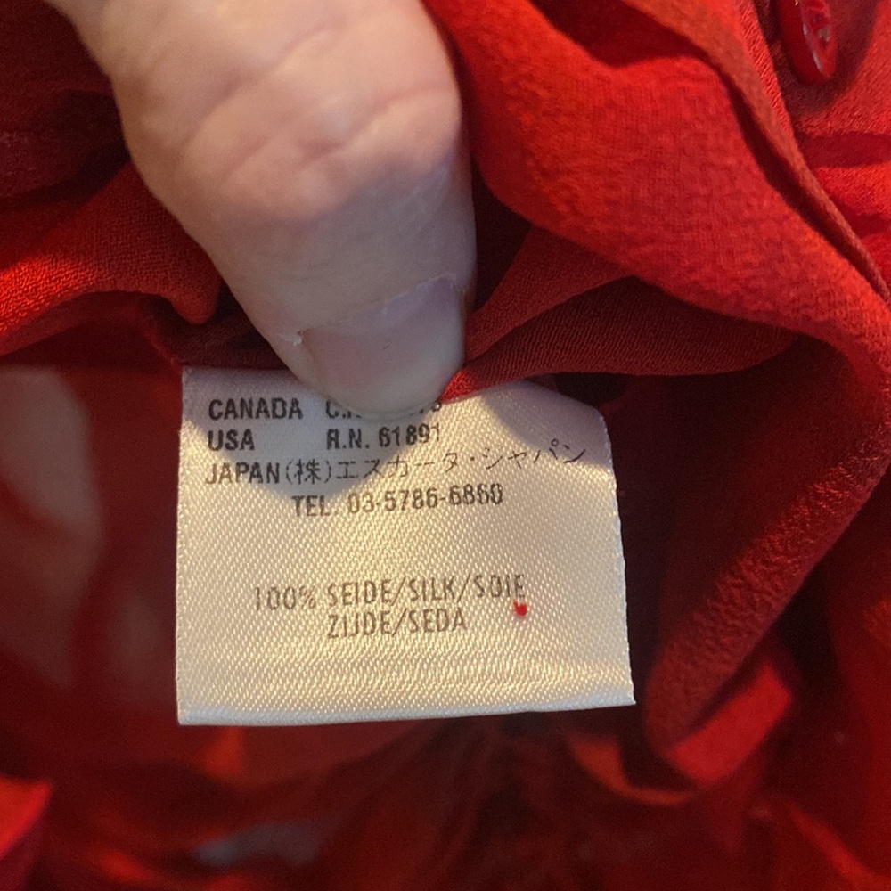 Escada Red Ruffled Sheer Blouse🌹🍒♥️ - Picture 5 of 7